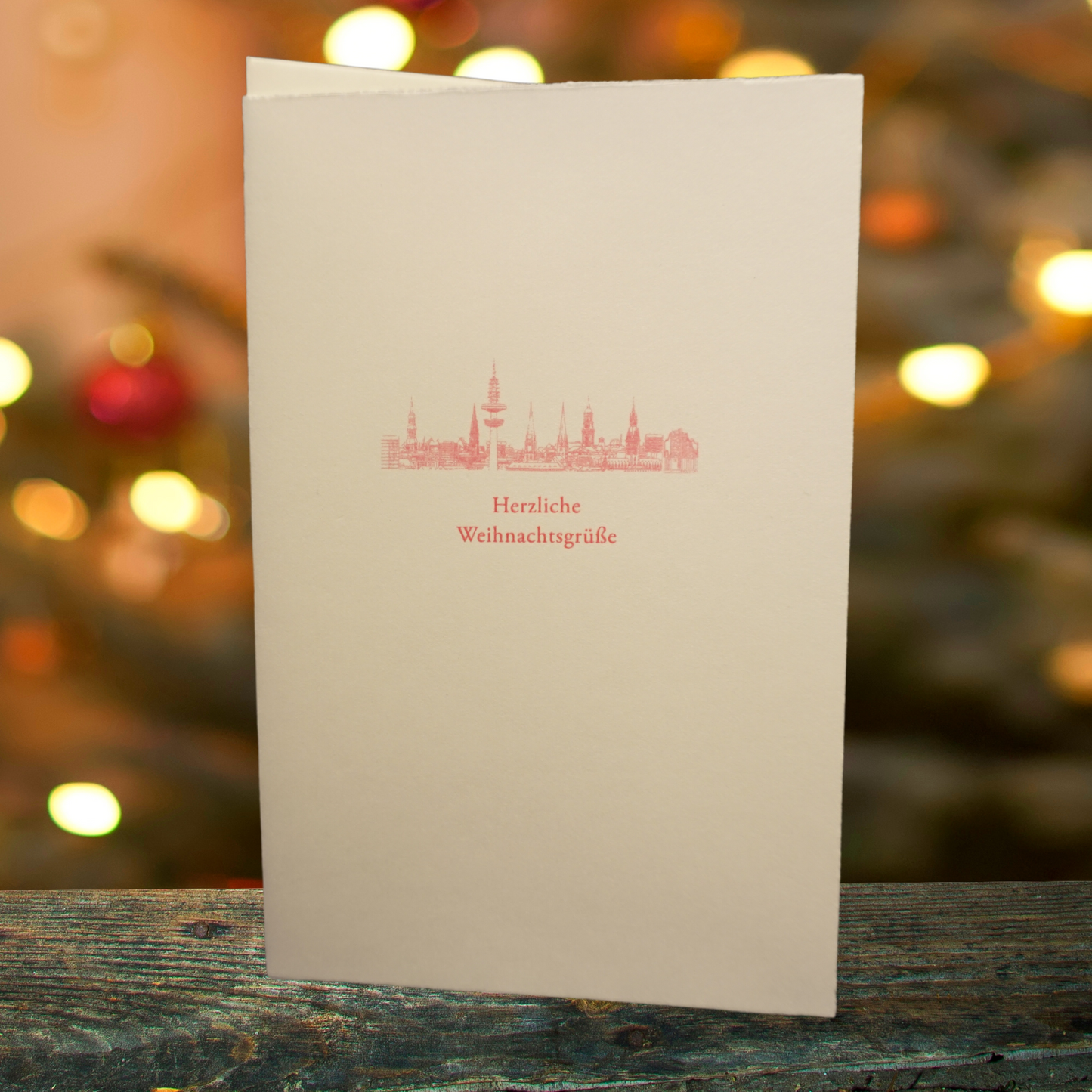 Büttenkarte mit Reliefdruck "Herzliche Weihnachtsgrüße"
