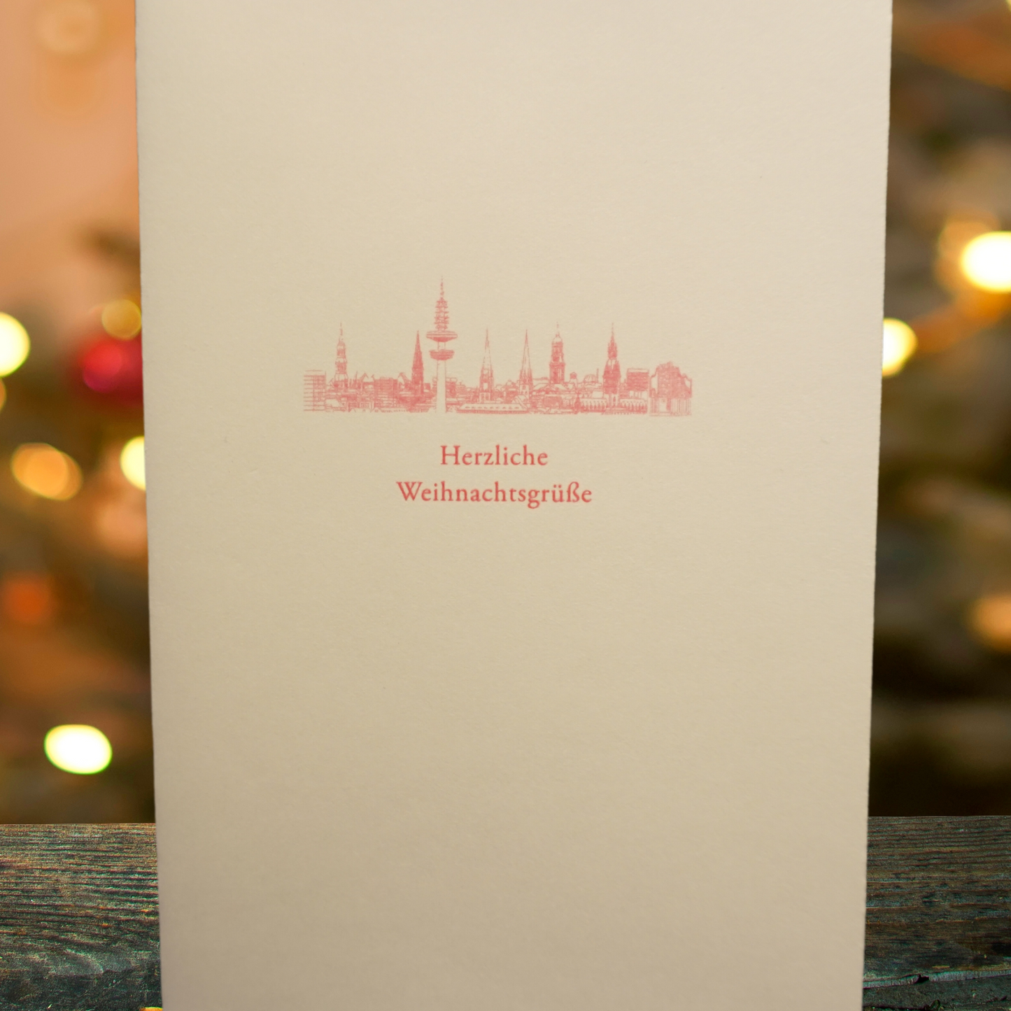Büttenkarte mit Reliefdruck "Herzliche Weihnachtsgrüße"