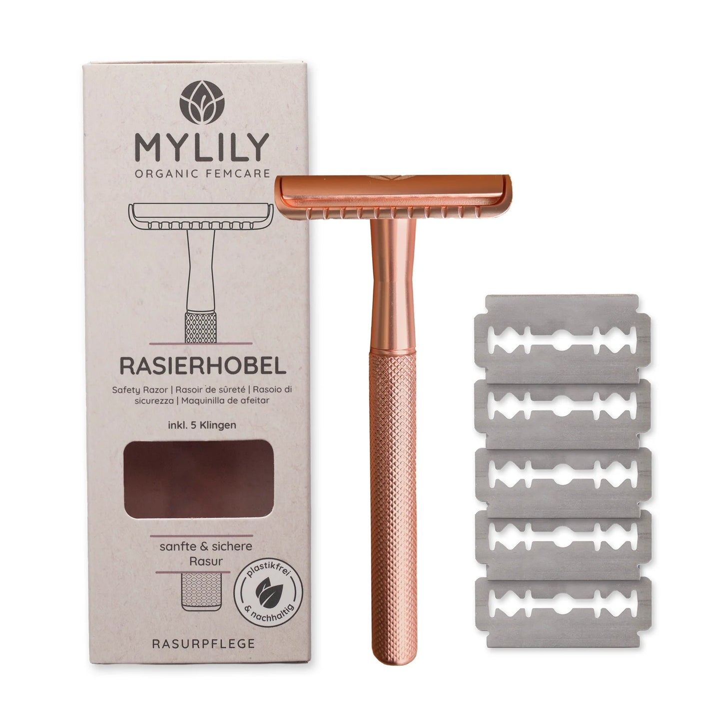 Rasierhobel Roségold (inkl. 5 Klingen)