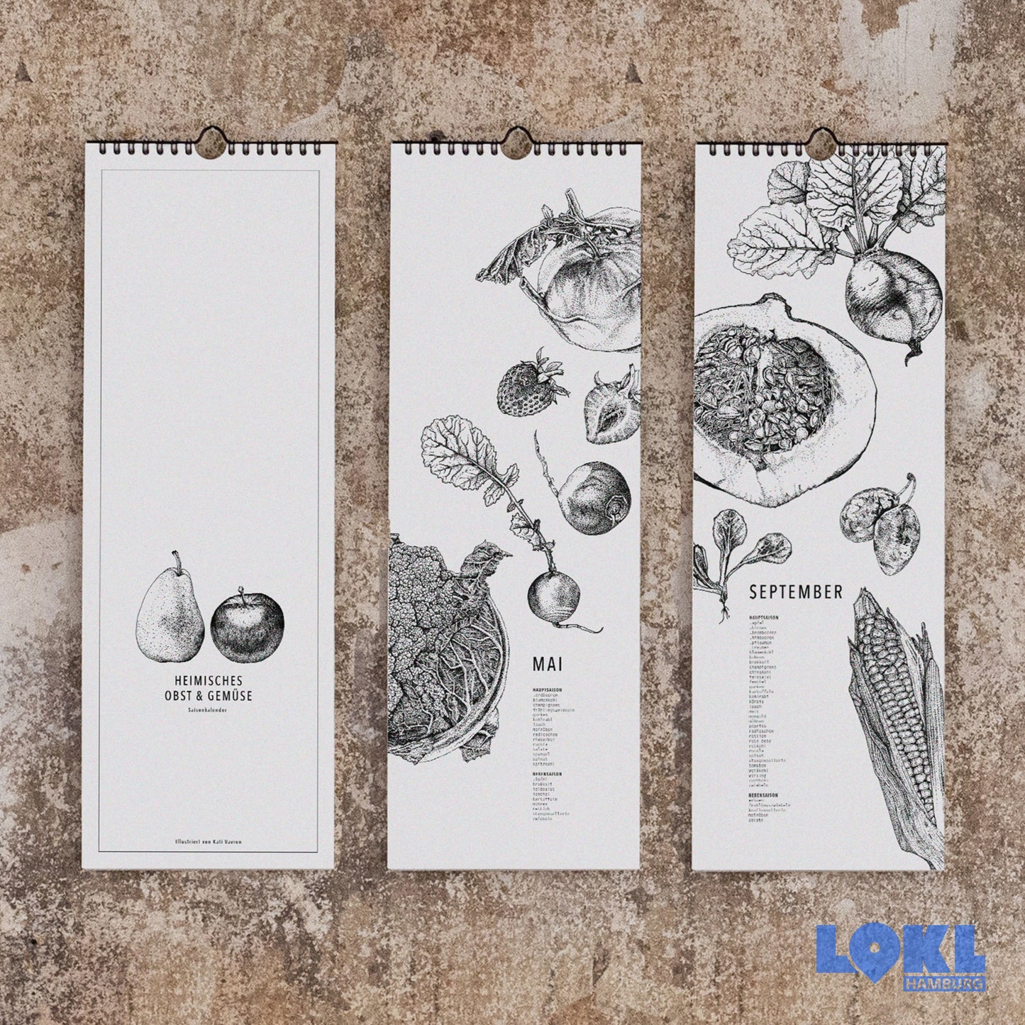 Saison-Kalender 'Streifenformat'