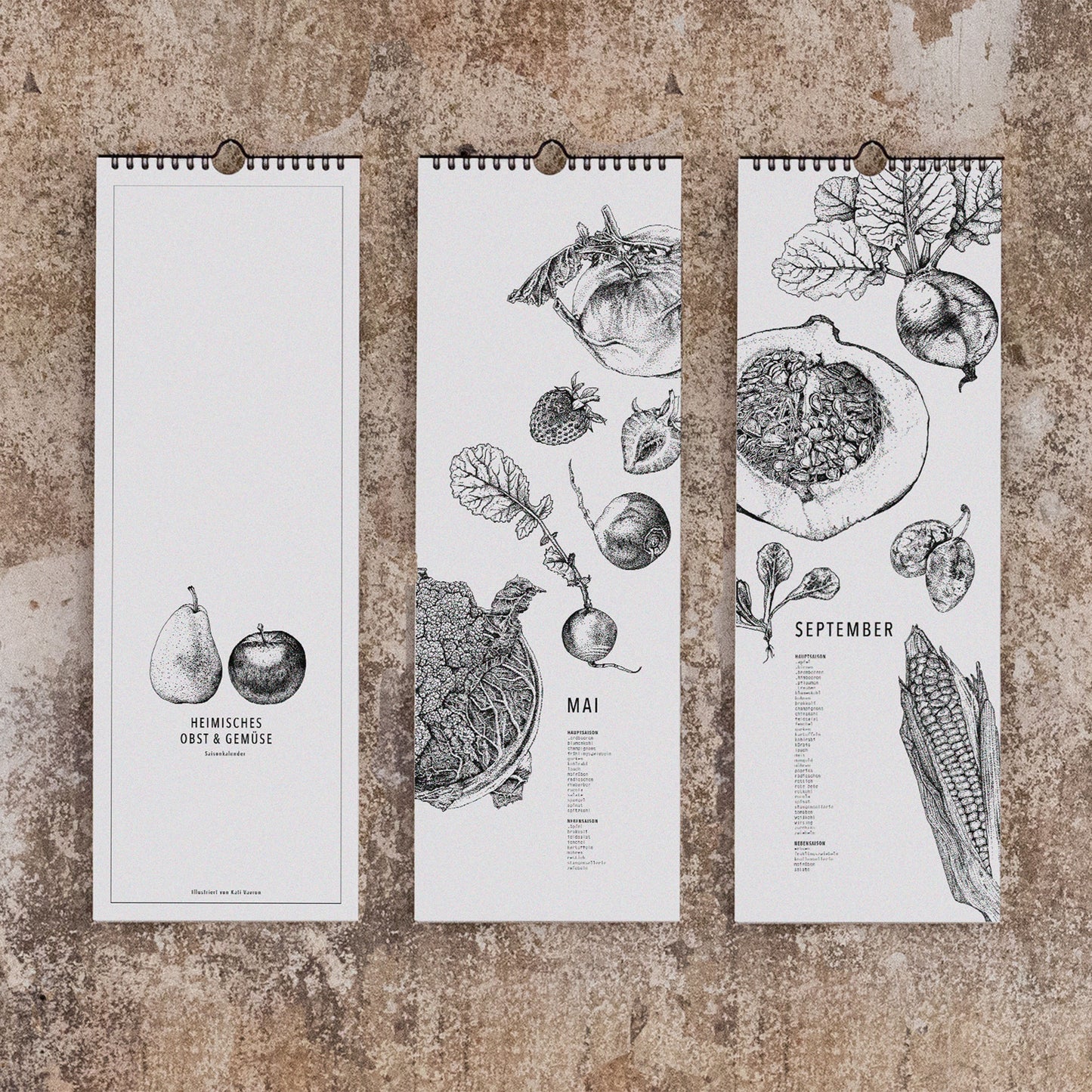 Saison-Kalender 'Streifenformat'