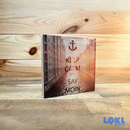 Bild Holz 'Keep calm and say Moin' - 10x10cm