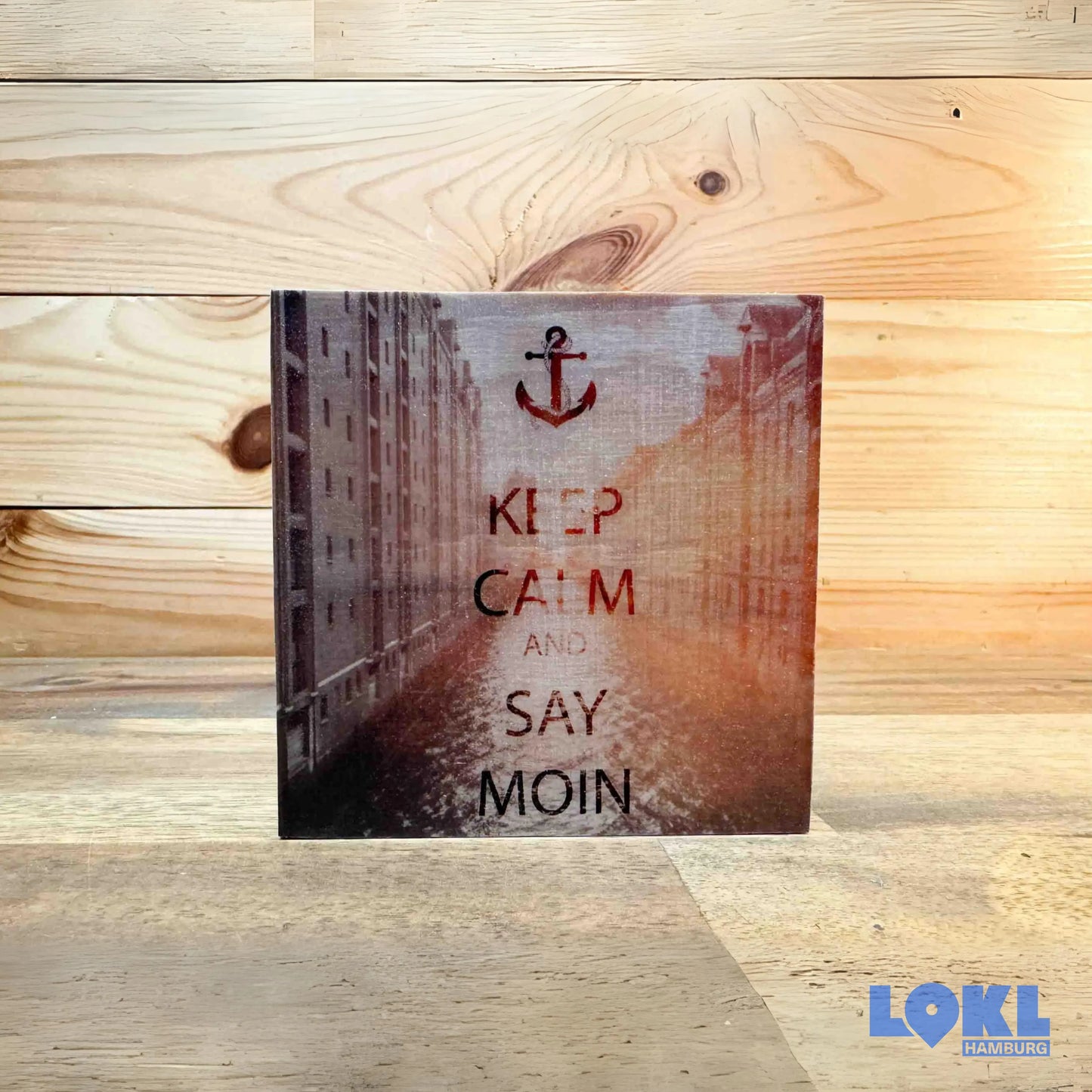 Bild Holz 'Keep calm and say Moin' - 10x10cm