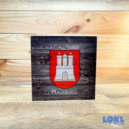 Bild Holz 'Meine Stadt Hamburg' - 10x10 cm