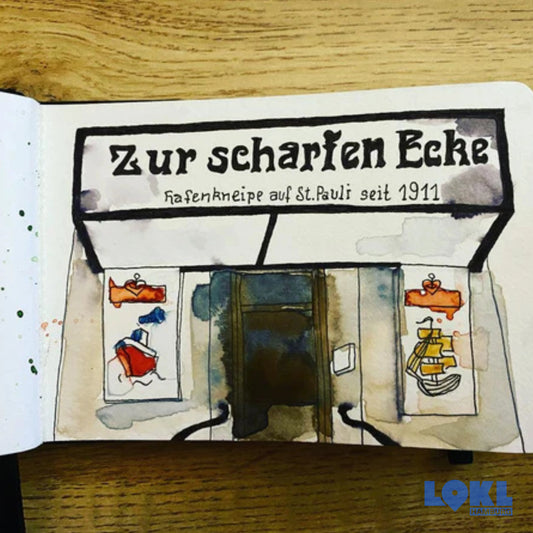 Aquarell 'Zur Scharfen Ecke' - Lilli Waterkant, Unikat